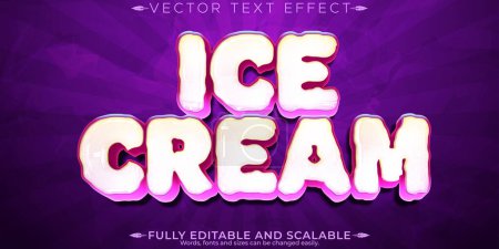 Illustration for Ice cream candy text effect, editable sugar and sweet text style - Royalty Free Image