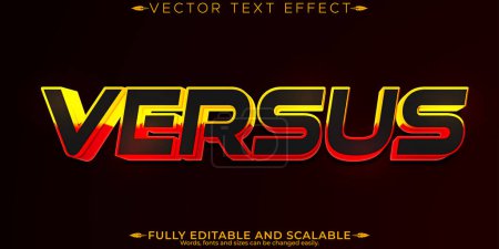 Efecto de texto editable versus, juego 3d y estilo de fuente de película