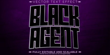 Efecto de texto del agente negro, espía editable y encubierto personalizable fo