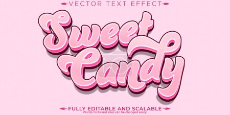 Illustration for Sweet candy text effect, editable sugar and sweet text style - Royalty Free Image