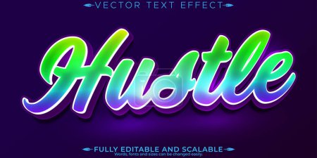 Tipografía moderna efecto de texto, tipografía editable y hustle cu