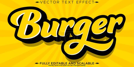 Burger logo text effect, editable fast food and logo customizabl