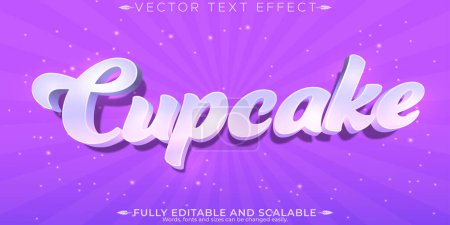 Cupcake text effect, editable dessert and sweet customizable fon