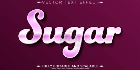Efecto de texto de azúcar, edulcorante edulcorante y dulzura personalizable
