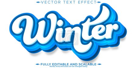 Wintertexteffekt, editierbare Kälte und Schnee anpassbare Schriftart sty