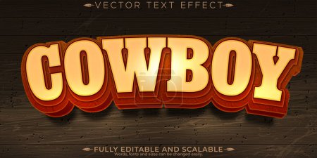 Illustration for Cowboy text effect, editable western and ranch customizable font - Royalty Free Image