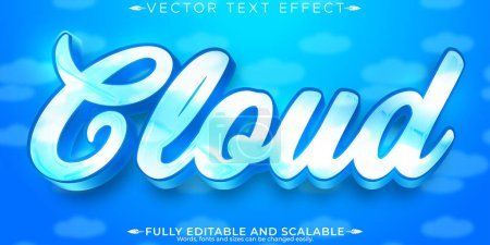 Efecto de texto cielo nuboso, editable estilo de texto suave y de dibujos animados