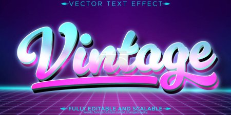 Illustration for Retro text effect, editable cyber and future text style - Royalty Free Image