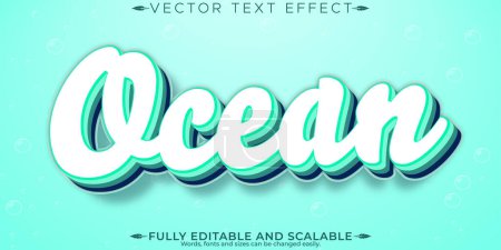Ocean text effect, editable sea and blue text style