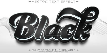 Efecto de texto negro, estilo de texto real y negrita editable