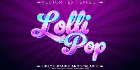 Illustration for Lollipop candy text effect, editable sugar and sweet text style - Royalty Free Image