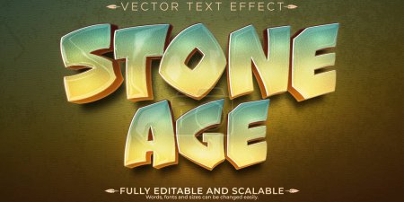 Stone age text effect, editable cartoon caveman text style