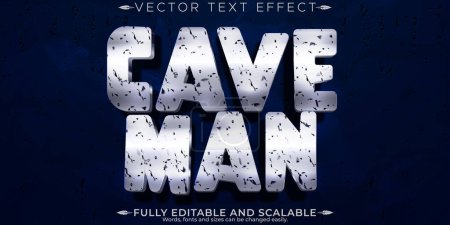 Illustration for Cave man text effect, editable rock and troglodyte text style - Royalty Free Image