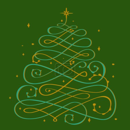 Téléchargez les photos : Arbre de Noël vectoriel. Éléments décoratifs abstraits et créatifs pour cartes de vœux, bannières. Illustration d'art vectoriel - en image libre de droit