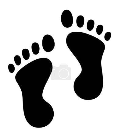 Illustration for Bigfoot footprints on the ground. Vector black footprints. Clipart isolated on white background. - Royalty Free Image
