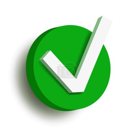 Ilustración de Marca verde. Marca de verificación vectorial 3d aislada sobre fondo blanco. - Imagen libre de derechos
