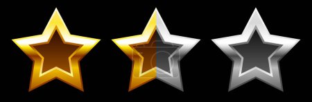 Ilustración de Tres estrellas doradas. Clasificación de estrellas. Estrellas 3d. Clipart vectorial. - Imagen libre de derechos
