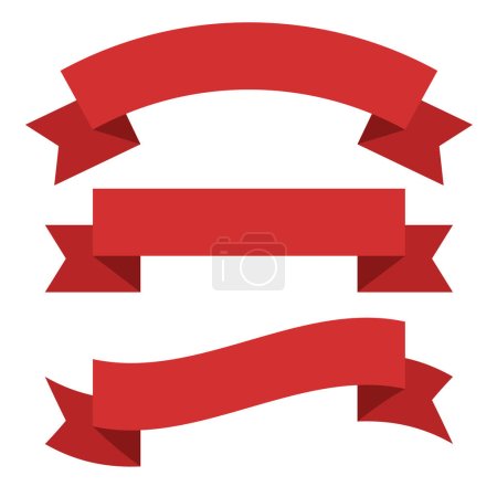 Red blank ribbons. Ribbons for text. Vector set isolated on white background.