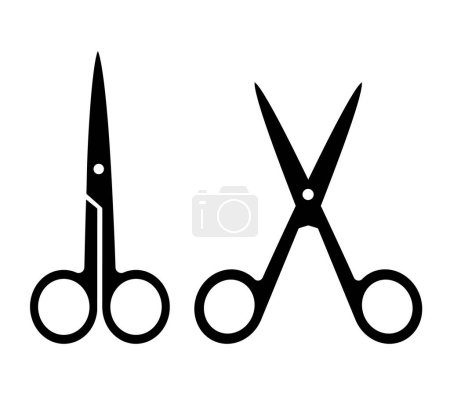 Scissors. Set of black icons. Vector clipart isolated on white background.