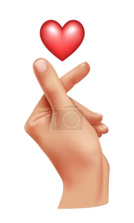 Illustration for Finger heart. Vector realistic clipart isolated on white background. - Royalty Free Image