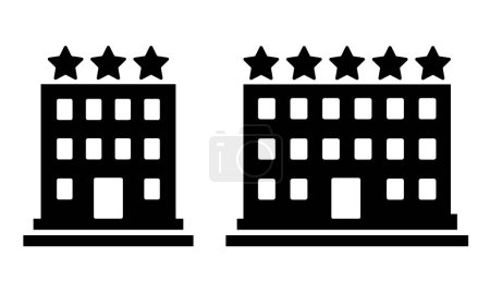 Three and five star hotel. Vector black flat icon isolated on white background.