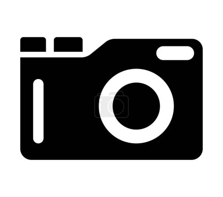 Retro camera. Camera black icon. Vector clipart isolated on white background.