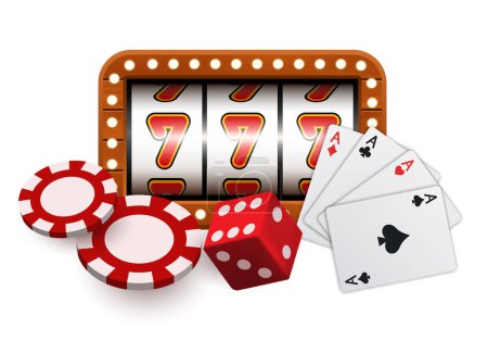 Illustration de casino. Éléments vectoriels 3D sur le thème des casinos et des jeux d'argent.