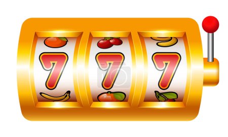 Jackpot. Slot machine with three sevens. Vector clipart.