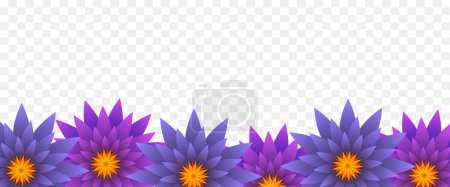 Illustration for Border or frame of flowers. Vector illustration isolated on transparent background. - Royalty Free Image