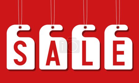 Sale tag. White tags on a red background. Vector illustration.