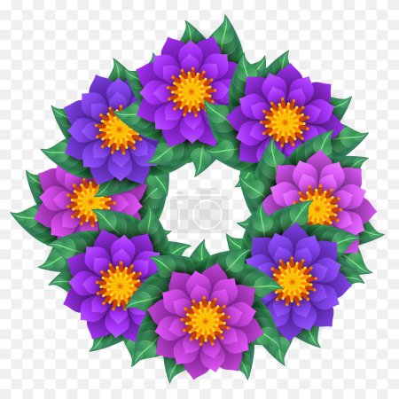 Illustration for Flower wreath. Spring vector illustration isolated on transparent background. - Royalty Free Image