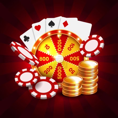 Illustration de casino. Éléments vectoriels 3D sur le thème des casinos et des jeux d'argent.