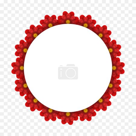 Téléchargez les illustrations : Une couronne florale. Arrière-plan rond blanc avec cadre floral. Illustration vectorielle 3D isolée sur fond transparent. - en licence libre de droit