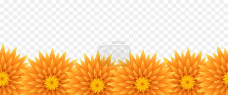 Illustration for Seamless floral border. Frame of yellow flowers. Vector illustration isolated on transparent background. - Royalty Free Image