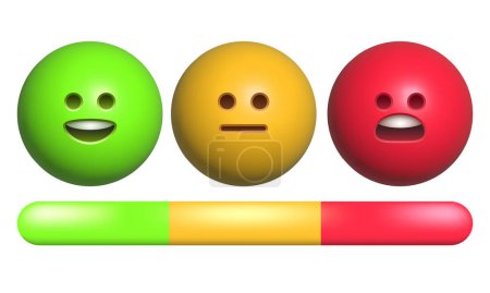 Rating scale or pain scale. From red to green smiley. Vector clipart isolated on white background.