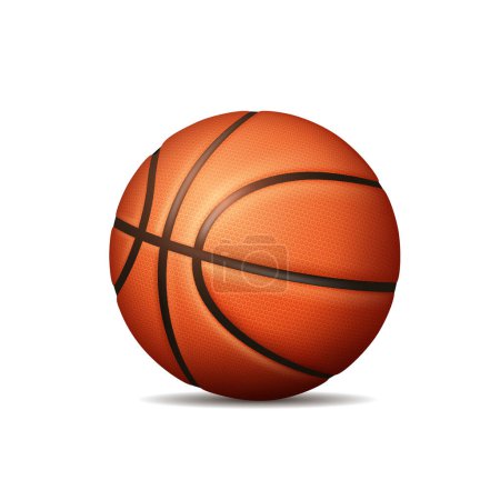 Basketball. Balle 3D. Clipart vectoriel isolé sur fond blanc.