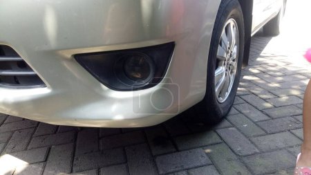 Photo for A photo of a white metallic front bumper - Royalty Free Image