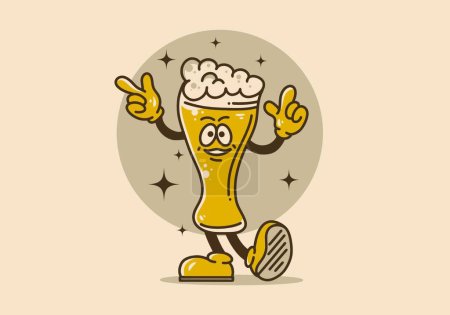 Ilustración de Divertido diseño de ilustración de vaso de cerveza con manos y pies - Imagen libre de derechos