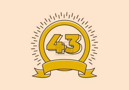 Illustration for Vintage retro yellow circle badge with number 43 on it - Royalty Free Image