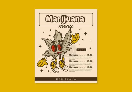 Ilustración de Diseño de menú Vintage Flyer para una tienda de marihuana - Imagen libre de derechos
