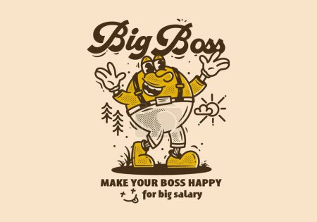 Illustration for Big boss mascot character design in vintage style - Royalty Free Image