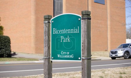 Photo for A Green Bicentennial Park Sign in Williamsburg, Virginia - Royalty Free Image