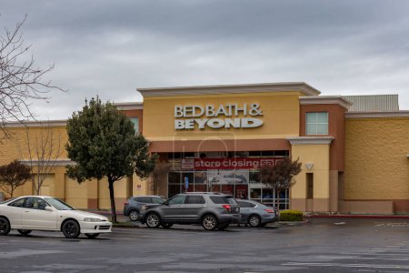 Photo for Brentwood, CA USA January 05 2023: Bed Bath and Beyond store with store closing sale sign posted in the front of the store. - Royalty Free Image