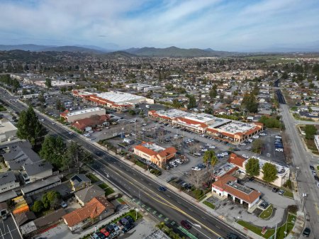 Photo for Gilroy, California USA January 6 2023: Aerial photo over the Nob Hill store and shopping center in Gilroy. - Royalty Free Image