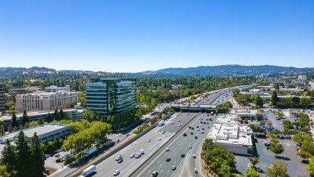 Photo for Walnut Creek, California USA, August 10, 2023: Aerial images of Commercial Real Estate in Walnut Creek, California - Royalty Free Image
