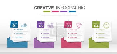 Téléchargez les illustrations : Education Concept Infographic Template Design With note, Email. Can be used for workflow layout, diagram, business step options, banner, and web design. Vector eps. - en licence libre de droit