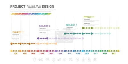 Illustration for Project timeline graph for 12 months, 1 year, All month planner design and Presentation business project, EPS Vector - Royalty Free Image