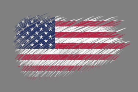 Foto de Bandera 3D de Estados Unidos de América sobre fondo de pincel de estilo vintage. - Imagen libre de derechos