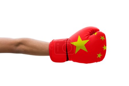 Téléchargez les photos : Drapeau 3D de la Chine sur un gants de boxe. - en image libre de droit