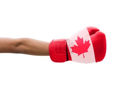 Téléchargez les photos : Drapeau 3D du Canada sur un gants de boxe. - en image libre de droit